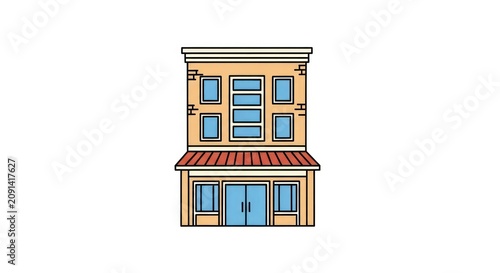Colorful illustration of a building facade.