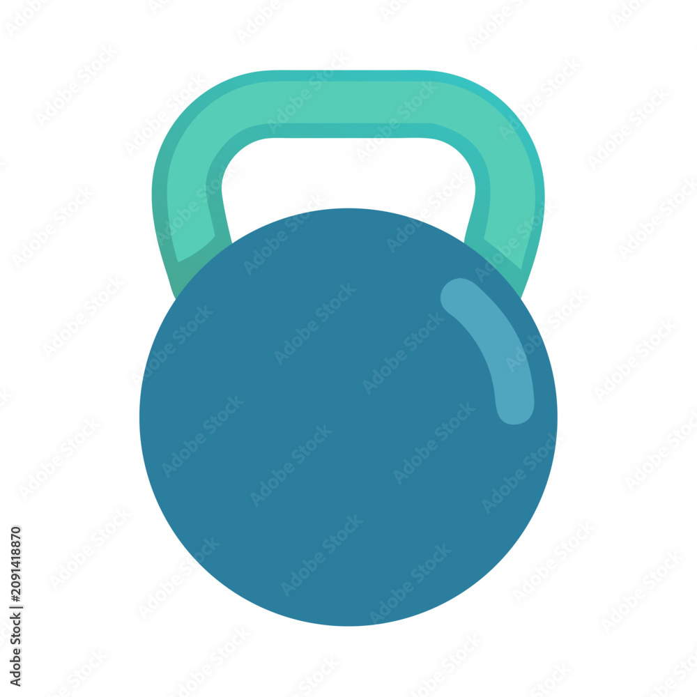 Fototapeta premium Teal Kettlebell Icon on Black Background, Gym Equipment
