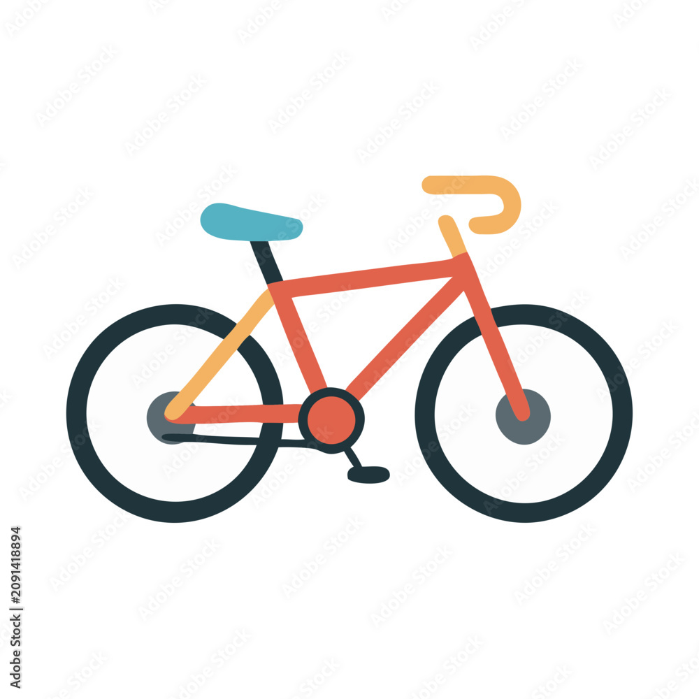 Fototapeta premium Colorful Flat Design Bicycle Illustration on Black Background