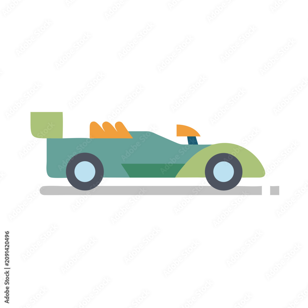 Obraz premium Retro racing car illustration with pastel color palette