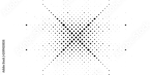 Photography Symmetrical halftone star pattern formed by expanding dots on white background d