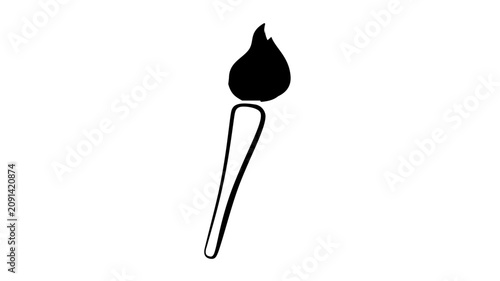 A clean flat vector line icon featuring a simple tiki torch, perfect for summer camp schedules, pool party graphics, patio plans, and themed labels.