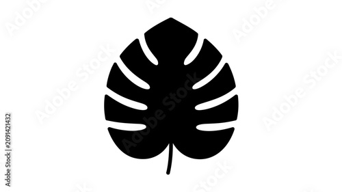 A clean flat vector line icon showing a tropical leaf, perfect for plant shop tags, natural cosmetics, resort branding, or summer invitations.