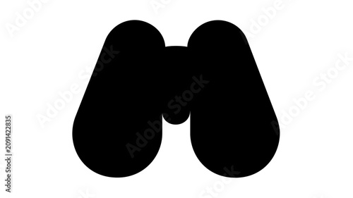 Minimal clean flat vector line icon featuring binoculars for search functions, tour guide materials, scouting checklists, and adventure apps.
