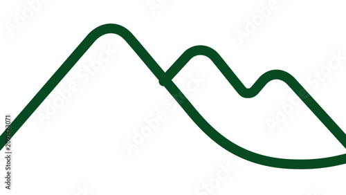 A clean flat vector line icon showing simple mountain contours, useful for eco tourism websites, trail signage, and nature themed interfaces.