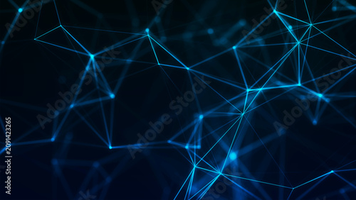 Bild auf Leinwand Abstract digital network of glowing nodes and connecting lines