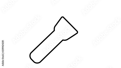 Minimalist flashlight clean flat vector line icon for survival guides, campsite maps, security notices, and compact utility app menus.
