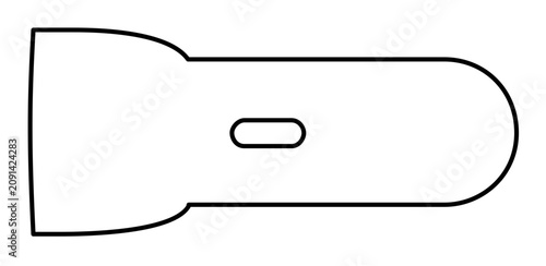 Clean flat vector line icon of a minimalist flashlight, ideal for camping gear labels, emergency kits, outdoor apps, and safety guides.