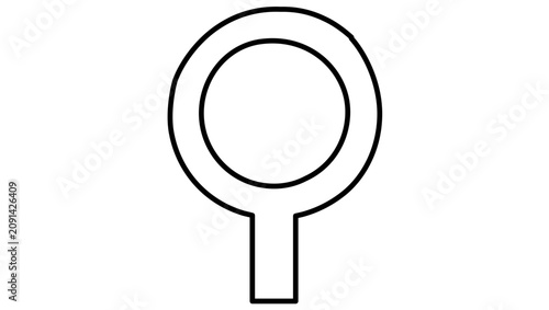 Clean flat vector line icon showing a magnifying glass, perfect for map lookup, location finder tools, directories, and travel apps.