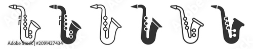 Fotografía saxophone icons collection musical instrument vector illustration on transparent