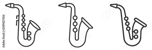 Billede på lærred saxophone line icons set musical instrument outline symbols on transparent backg