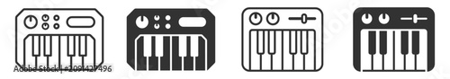 Photos musical keyboard synthesizer icon set vector illustration on transparent backgro