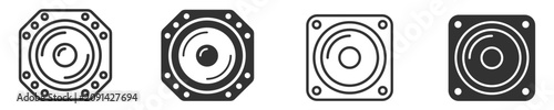 Bild auf Leinwand Speaker icon set in simple line and solid style audio device technology on trans
