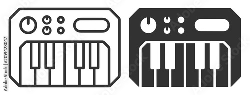 Canvastavla digital synthesizer keyboard icon set vector illustration on transparent backgro