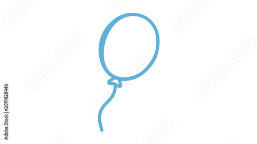Clean flat vector line icon showing a minimalist party balloon, useful for celebration branding, event schedules, greeting cards, and web buttons.