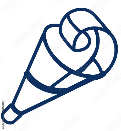 Clean flat vector line icon of a party horn for celebration themes, ideal for event calendars, birthday promos, festive labels, and playful interfaces.