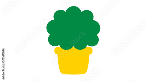 Clean flat vector line icon of a decorative potted plant, designed for plant store branding, care reminders, lifestyle posts, and home icons.