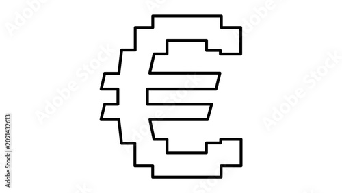 Clean flat vector line icon featuring a euro sign for currency selection, fintech products, online banking, and digital wallet layouts.
