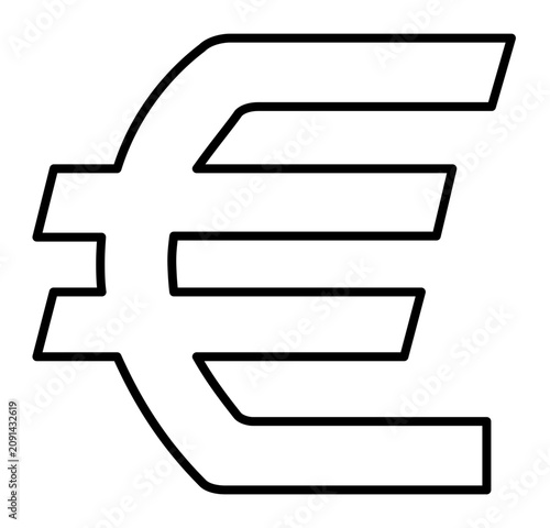Minimal clean flat vector line icon showing a euro sign, useful for invoices, checkout pages, exchange rates, and finance dashboards.