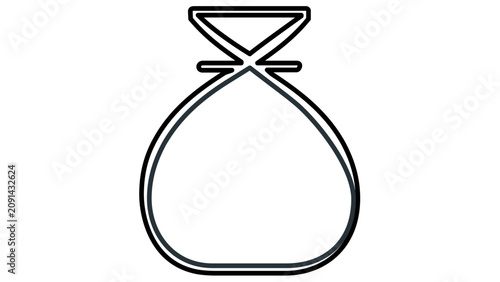 A clean flat vector line icon showing a simple money bag for wealth, profit, donation, accounting, or small business financial service layouts.