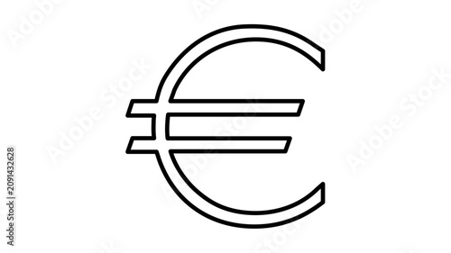 Simple clean flat vector line icon of a euro sign for accounting platforms, subscription pricing, payment labels, and banking menus.