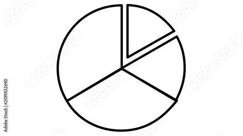 Clean flat vector line icon of a minimalist pie chart for analytics dashboards, financial reports, presentations, and business data summaries.