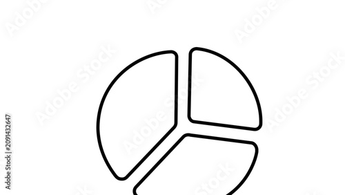 Clean flat vector line icon showing a simple pie chart for market analysis, reporting layouts, planning tools, and corporate presentations.