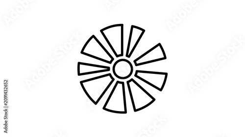 Minimal clean flat vector line icon of a pie chart for visualizing statistics, budget shares, business metrics, and infographic sections.