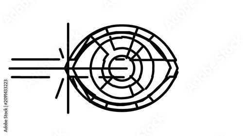 Minimal flat vector line icon showing iris scanning, useful for authentication menus, smart devices, and personal security interfaces.