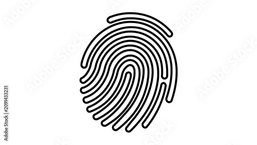 Minimal clean flat vector line icon showing a fingerprint scan, ideal for secure account access, mobile apps, and verification screens.
