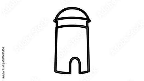 Minimal clean flat vector line icon featuring a watchtower for surveillance apps, security planning, camp maps, and guarded facility guides.