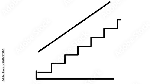 A clean flat vector line icon of a staircase with simple steps, suitable for architecture plans, wayfinding signs, interiors, and building guides.