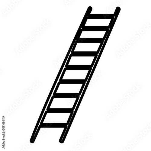 Clean flat vector line icon showing a simple ladder, suitable for workplace safety guides, building services, hardware shops, and DIY projects.