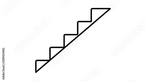 Clean flat vector line icon of a diagonal staircase, suited for renovation layouts, property maps, or indoor navigation interfaces.