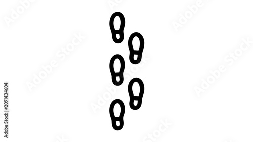Clean flat vector line icon of a footprints trail, ideal for hiking maps, travel guides, wayfinding signs, or adventure app interfaces.