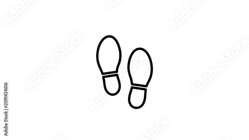 Minimal flat vector line icon of footprints following a path, suited for travel apps, hiking guides, step counters, and wayfinding graphics.