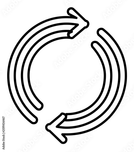 A clean flat vector line icon of a circular arrow, ideal for refresh actions, synchronization, reload buttons, and process workflows.