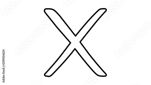 A clean flat vector line icon showing a simple x mark, suitable for removing items, closing panels, rejecting choices, and clearing fields.
