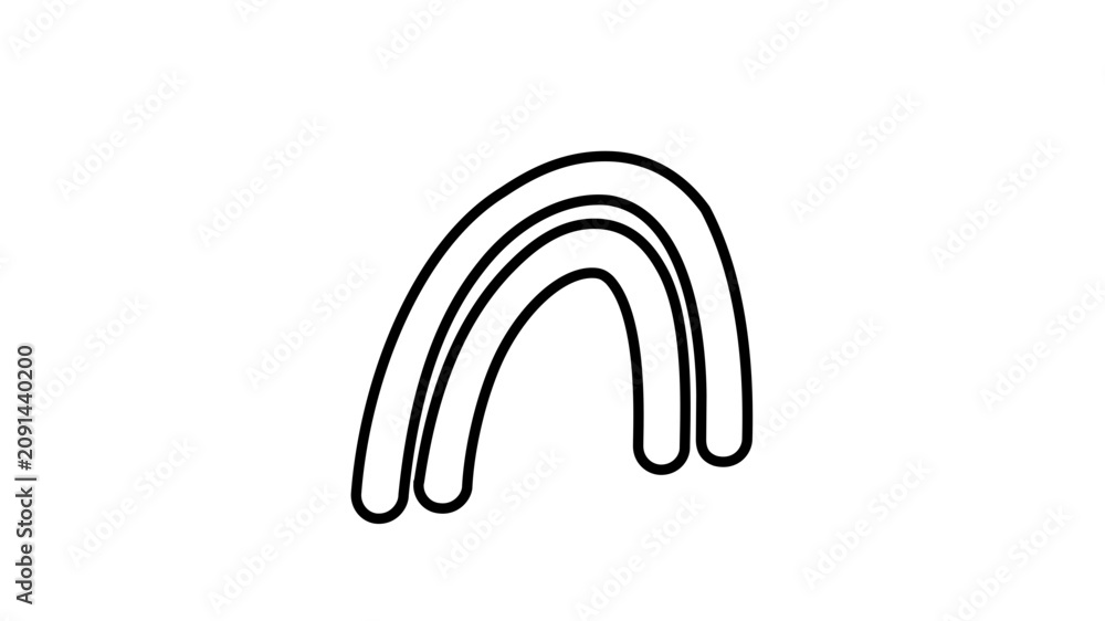 Obraz premium Clean flat vector line icon showing a minimalist rainbow semicircle, perfect for calm weather graphics, educational worksheets, and cheerful digital badges.