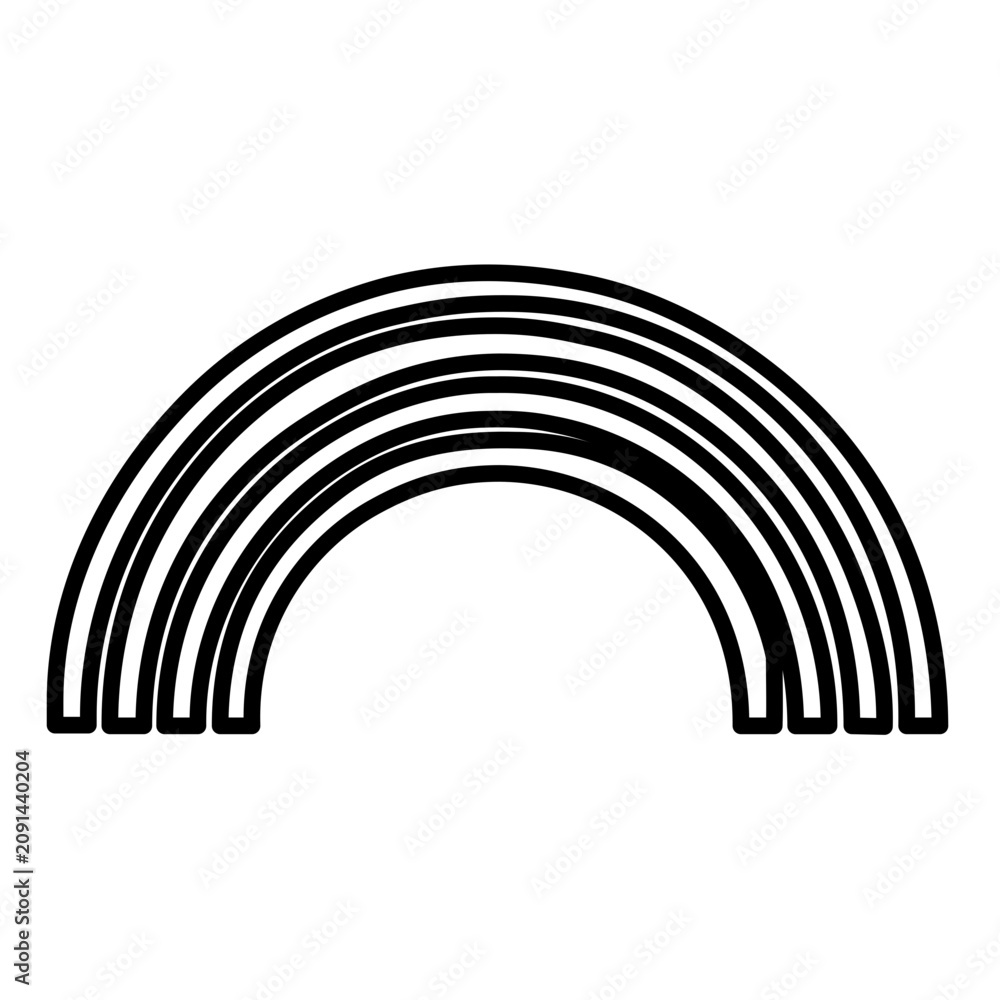 Obraz premium Clean flat vector line icon of a simple rainbow with smooth arches, suited for inclusive branding, weather widgets, greeting cards, and kids layouts.
