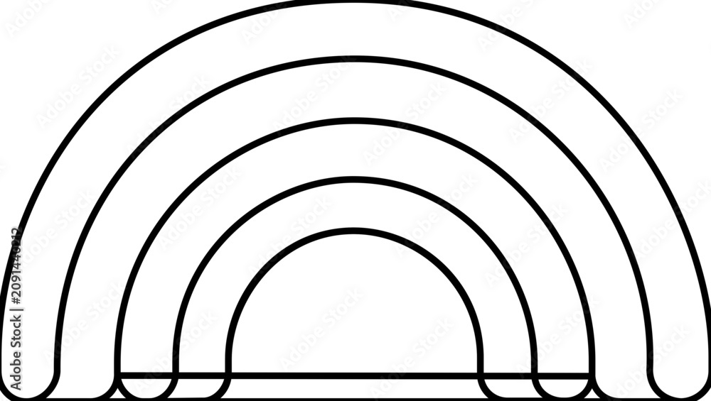 Obraz premium Clean flat vector line icon featuring a compact rainbow arc, ideal for wellness notes, children activities, weather labels, and uplifting web design.