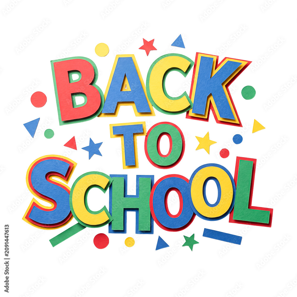 Fototapeta premium Back To School Paper Cutout Style Typography Design
