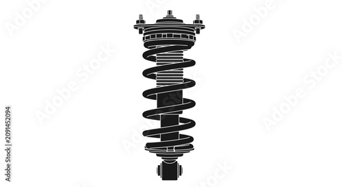 Cuadro en lienzo Shock absorber with coiled spring depicted as a black silhouette suspension heli