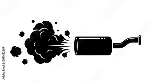 Fotografía Exhaust pipe emitting smoke and particles black silhouette muffler emission fume