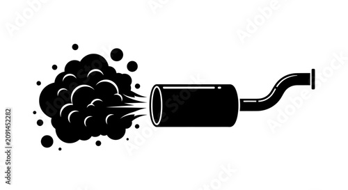Photos Exhaust pipe emitting smoke black silhouette against a white background silhouet