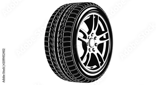 Foto Automobile tire with alloy wheel graphic silhouette wheel automotive transportat