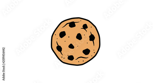 Round delicious chocolate chip cookie snack