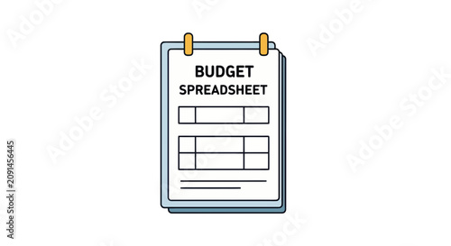 Budget spreadsheet document on clipboard icon