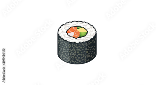 Sushi maki roll with salmon and vegetables