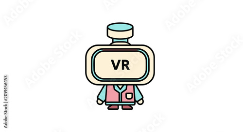 Virtual reality user character with large headset